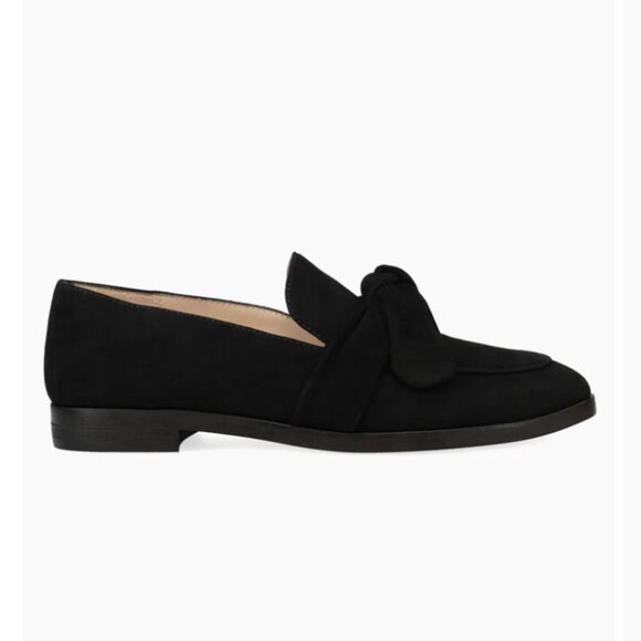 PELLE MODA Fares Flat Suede Bow Loafer in Black 7.5M - Picture 1 of 10
